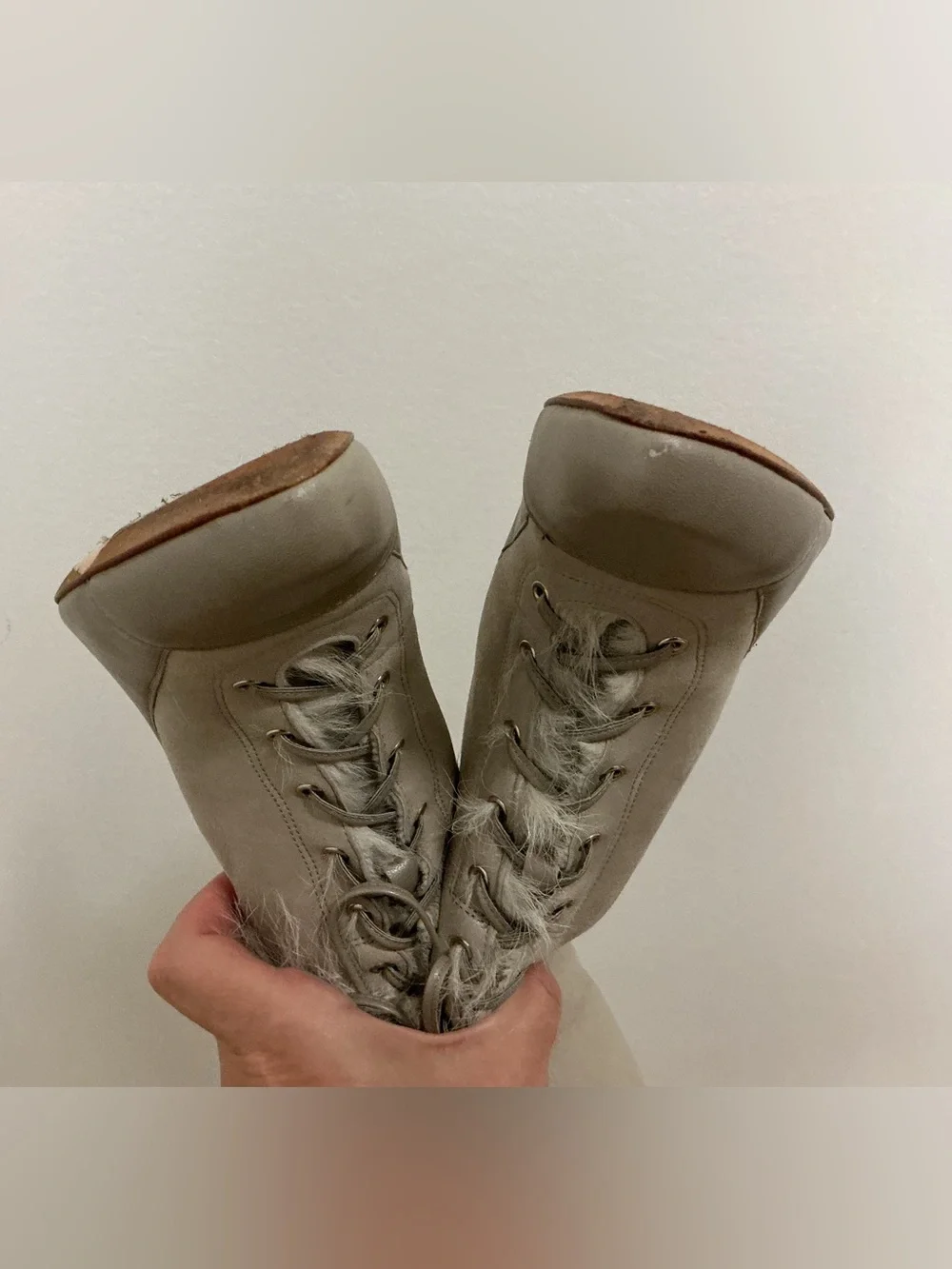 Ann Taylor Daniela Fur Lace-Up Booti size 7
